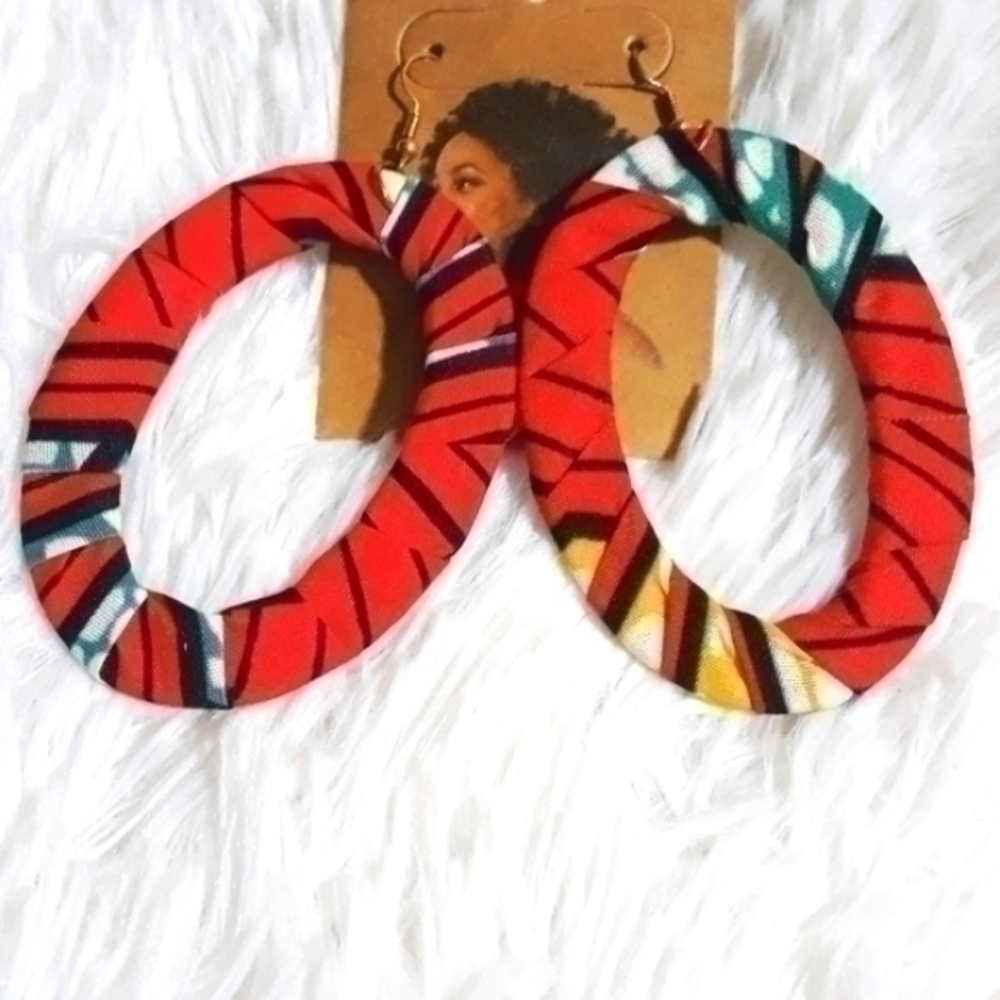 Oval Fabric Coastal Wrapped Earrings